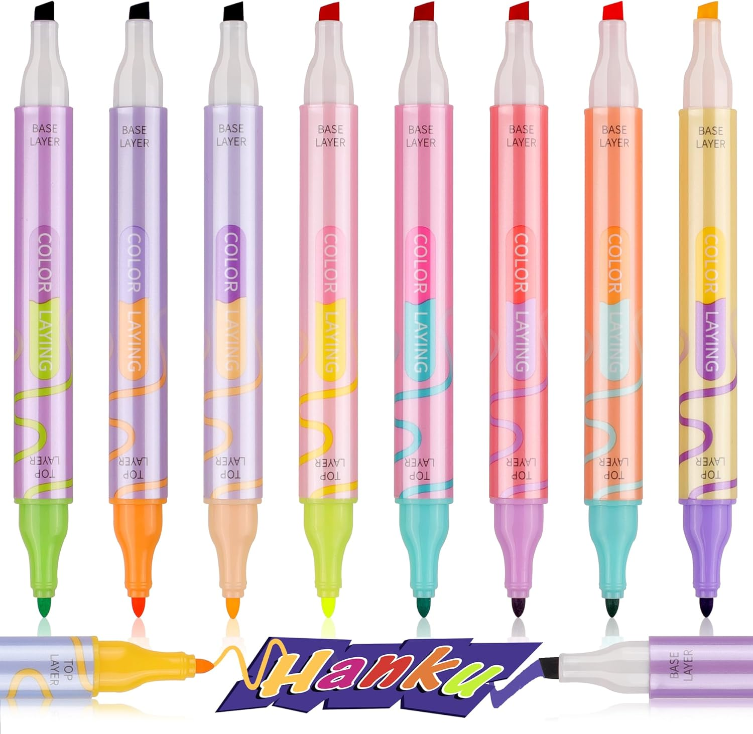8Pcs 16 Colors Pastel Highlighters,Chisel and Fine Tip Highlighters,Highlighters