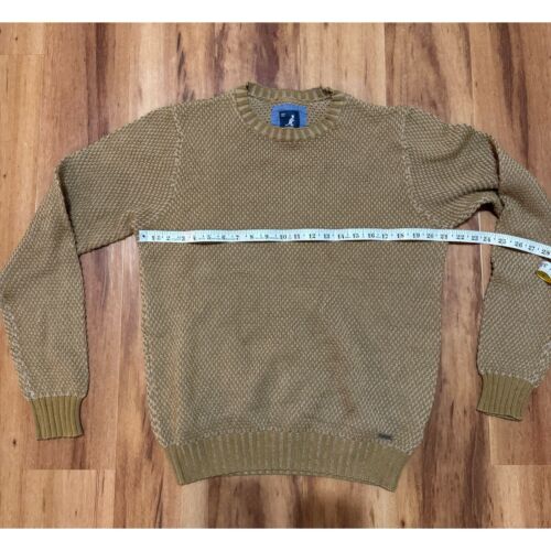 Kangol Men’s Medium Crew Neck Textural Solid Sweater Tan Beige Ribbed Cuffs - Picture 3 of 6