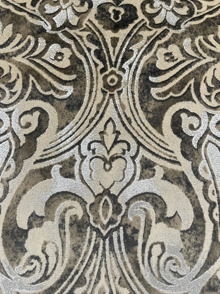 Designer Velvet Damask Tan, Black, Silver. 27x27”. - Image 2 of 3