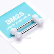A Pair of Implant Grade Titanium Fire Opal Internally Threaded Nipple Barbell