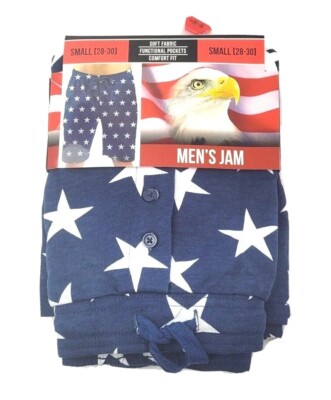 Bioworld Graphic Comfort Fit Blue White Stars Pajama Shorts Mens Small 28-30