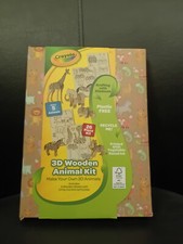 Crayola Kids Craft Kit 3D Wooden Animal Jungle Activity Set Make Your Own Models