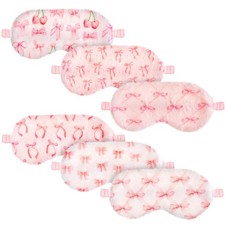 6 Pack Plush Sleep Masks, Soft Eye Masks for Sleeping, Pink Bow