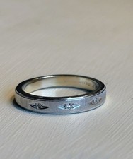 Vintage Estate Florentine 14K White Gold & Diamonds Wedding Ring Band Size 5