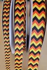 3/8, 5/8  7/8" 1 YD Orange  Black Chevron Grosgrain Ribbon Halloween