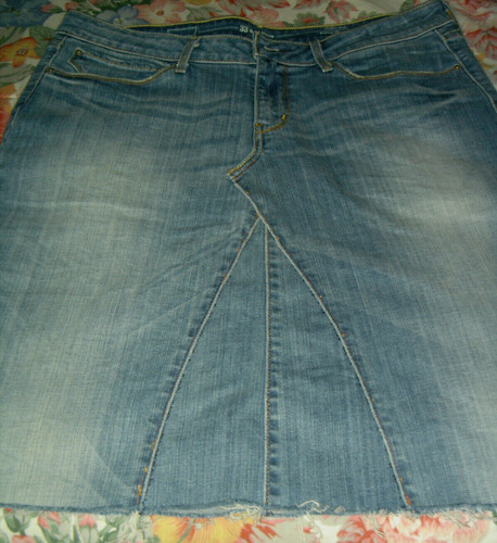 LEVIS Denim Jean Dungaree Skirt Refashioned Converted DIY Repurposed WAIST=36