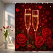 Elegant Red Roses Shower Curtain for Romantic Decor