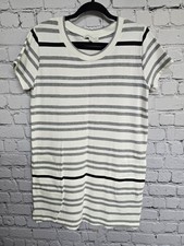 White + Warren Oversized Shirt Dress Womens M White Stripe Minimalist Cotton