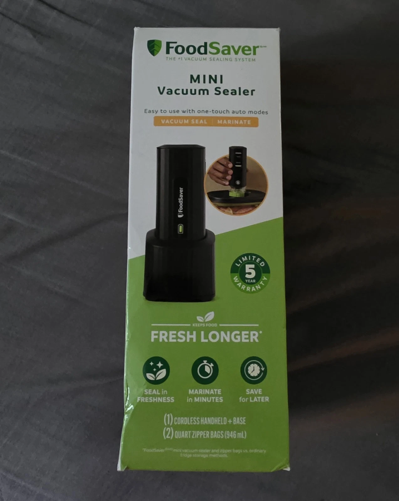 FoodSaver MINI Handheld Vacuum Sealer With Marinate Setting And Charging Dock