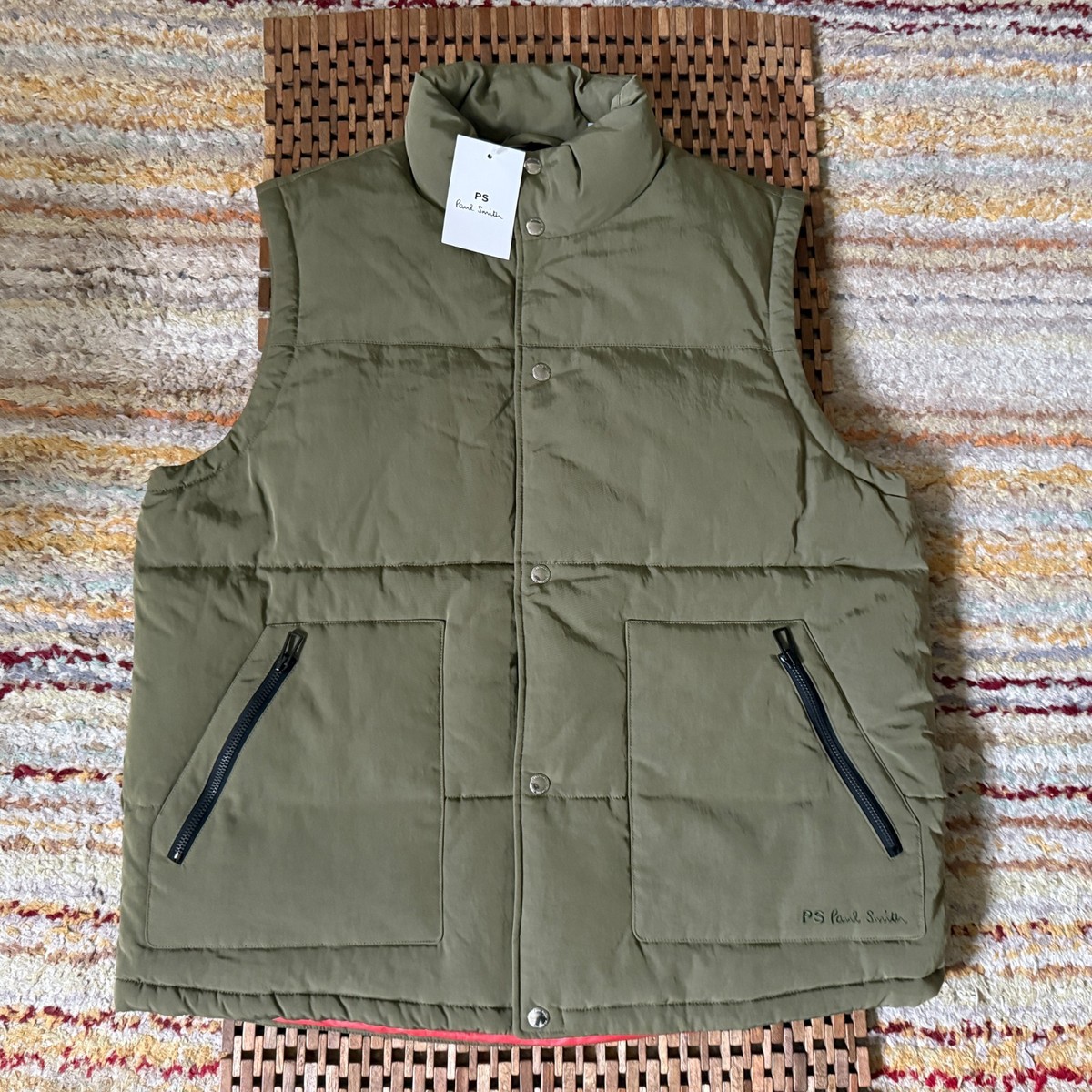 Paul Smith VEST ベスト NWT Paul Smith Goose Down Snap Front Puffer Vest Forest Green