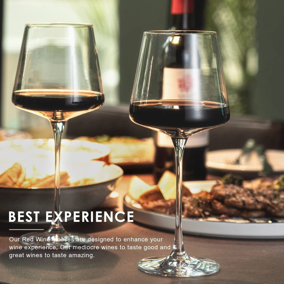 Juego de 6 copas de vino, copas de vino blanco cristalino, juego de copas de vino tinto, tallo largo  Foto 2 de 4