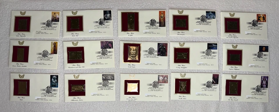 2007 Star Wars PCS 22kt Golden Replica First Day Covers • Complete Set of 15 - Image 4 of 4