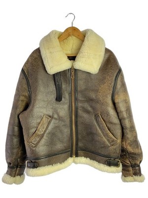 Cockpit USA Sheepskin B-3 Bomber Flight Jacket Brown Size 42