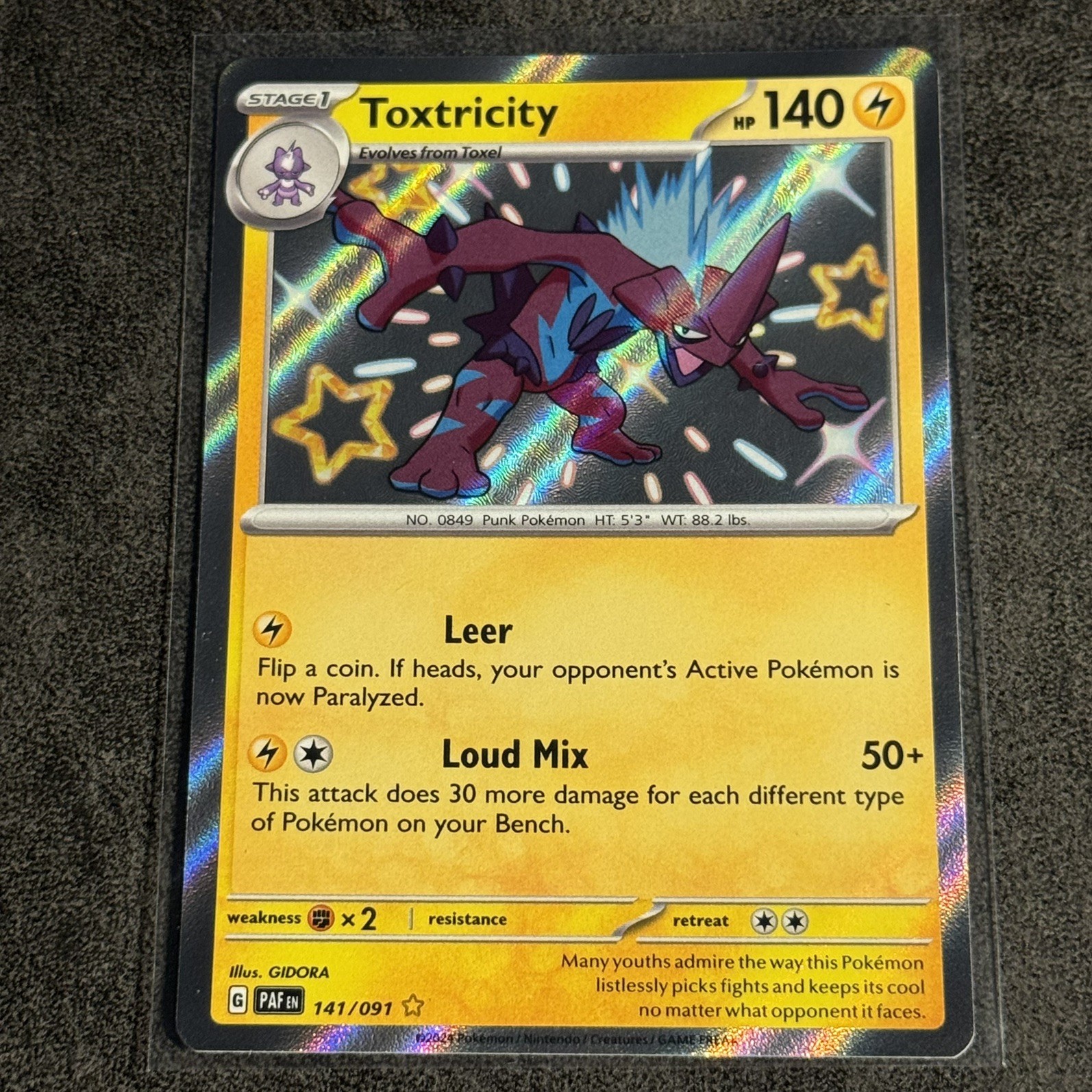 Toxtricity 141/091 - Shiny Holo Rare - Paldean Fates Pokemon Card NM