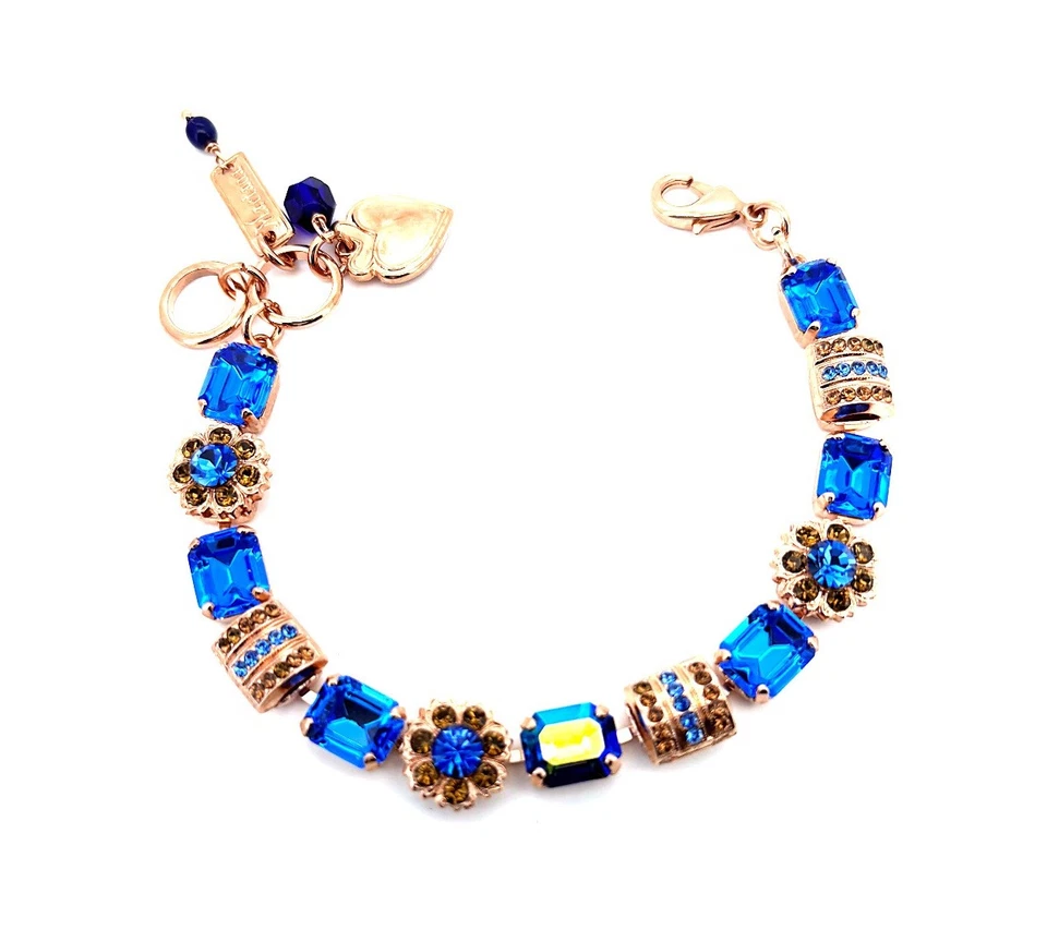 Pulseira por Mariana Mulher Elegante Safira e Topázio Fumado Cristais Swarovski - Imagem 2 de 4