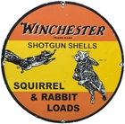 VINTAGE WINCHESTER PORCELAIN SIGN DEALERSHIP SHOT GUN BIRD HUNTING SQUIRREL