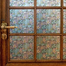 VSUDO 1 Roll 35.4" by 78.7" Privacy Window Film, Frangipani Flower Pattern Wi...