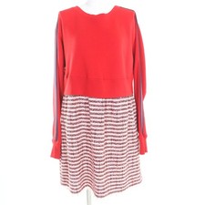 GUCCI 502126-X9N23 Cotton Webline Sweatshirt Tweed Switching Dress Red