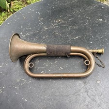 Antique Prewar Military Bugle Brass Trumpet Collectible Authentic Vintage
