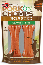 Pork Chomps Roasted Pressed Pork Skin Dog Chews, 4.5-inch Bone, 2 Count