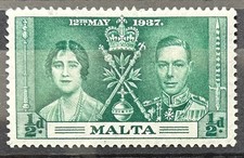 1937 British Malta colony Stamp King George VI Coronation MH* /127
