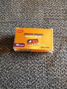 1 Partial Box Of Staples Adhesive Magnets Peel-and-stick Business Card Size 48pc