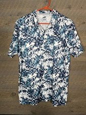 PUMA Golf Polo Blue Floral Mens Medium All Over Print