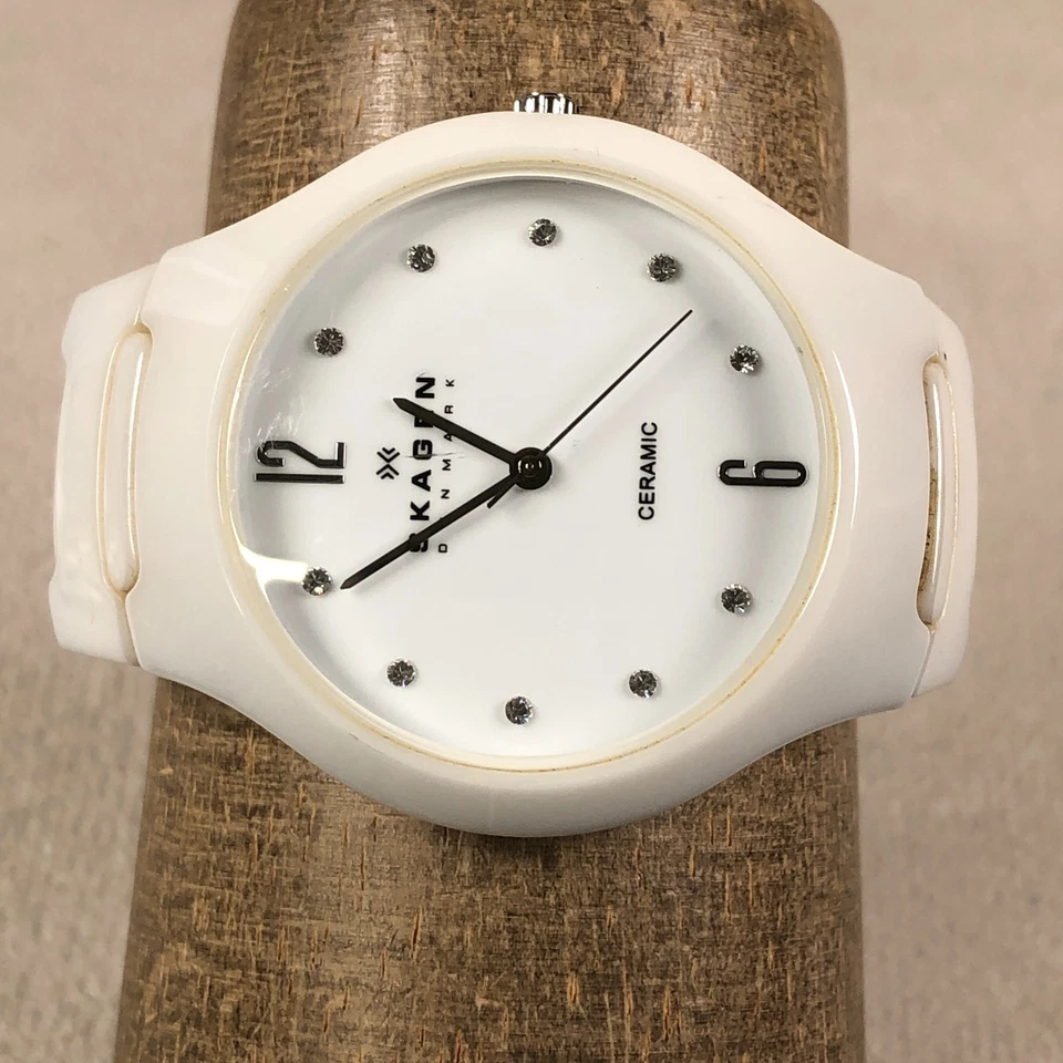 Reloj Skagen Mujer 817SSXC Moda Blanco Cerámica Banda de Expansión Cuarzo 37mm 6" Foto 2 de 4