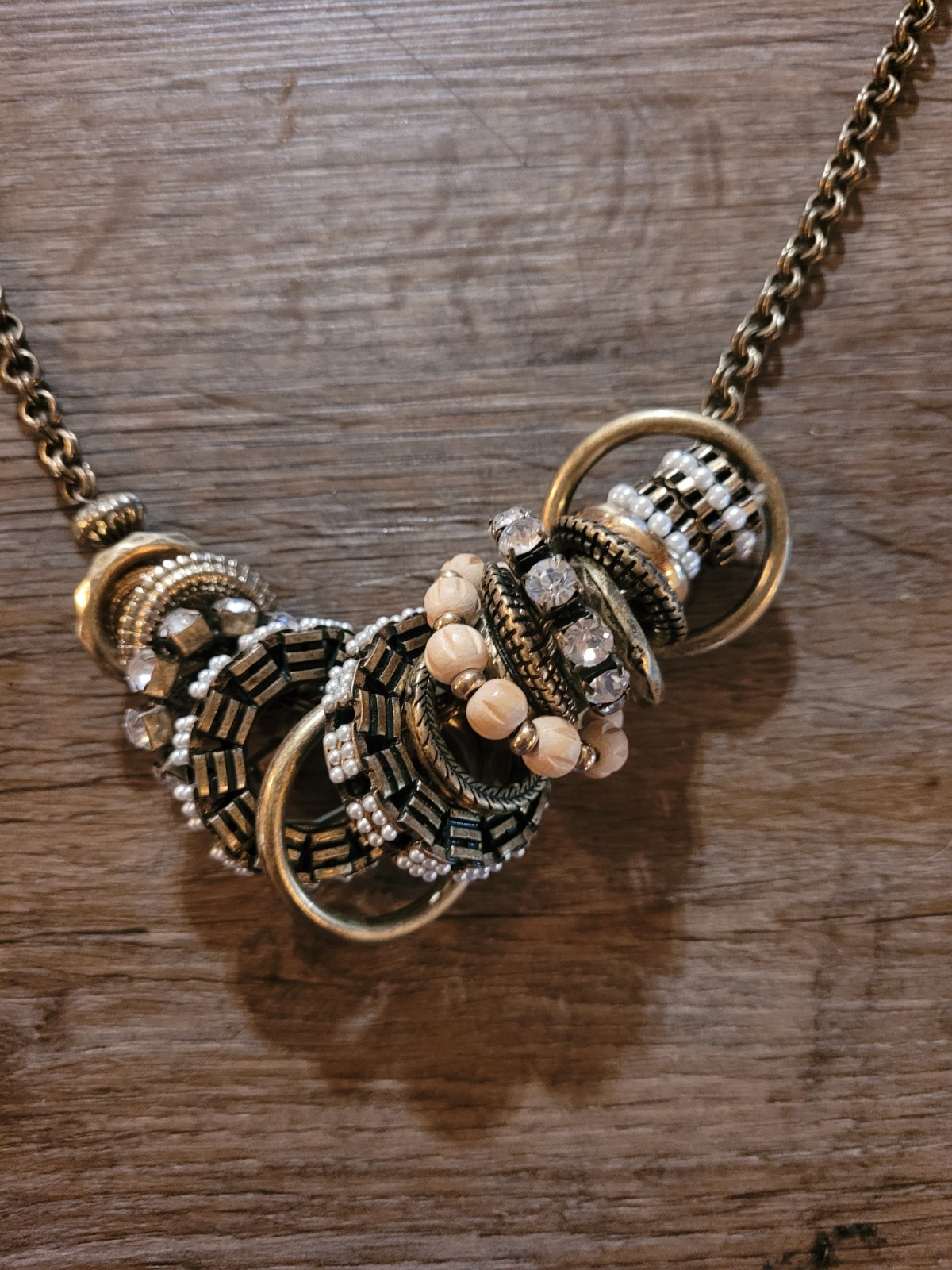 Long Signed Chicos Silvertone Statement Piece Nec… - image 9