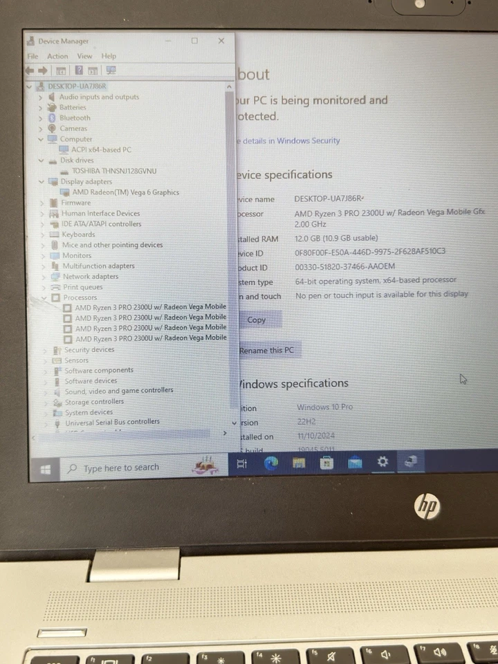 HP ProBook 645 G4 Laptop - AMD Ryzen 3 Pro,  12GB RAM, 128GB SSD, Windows 11 Pro - Image 3 of 4