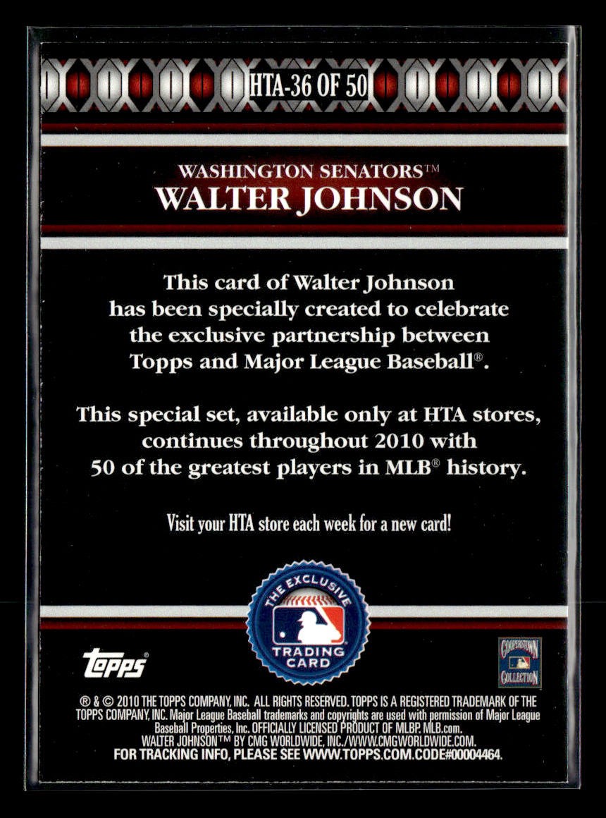 2010 Topps Logoman HTA #HTA-36 Walter Johnson Card Washington Senators view 2