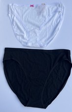 VICTORIA'S SECRET Lot Of 2 Black Logo  Solid White Band Panties w/ Pink Bow XL