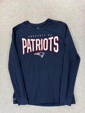 New England Patriots NIKE Screened Logo Stadium L/S Tee Shirt Men's Large Blue