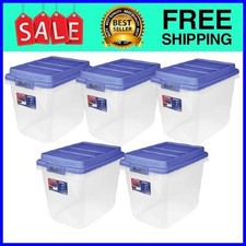 Hefty HI-RISE 32 Qt Storage Bin Clear Blue Li...