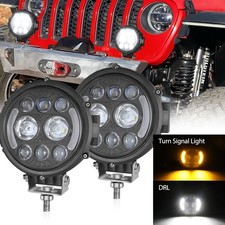 7inch Round Led Driving Work Light Fog Lamp Dual Color Drl Truck Offroad Utv Suv