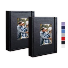 Small Photo Album 4x6, Pack of 2 Leather Photo Book, Each Mini 26-Page Album