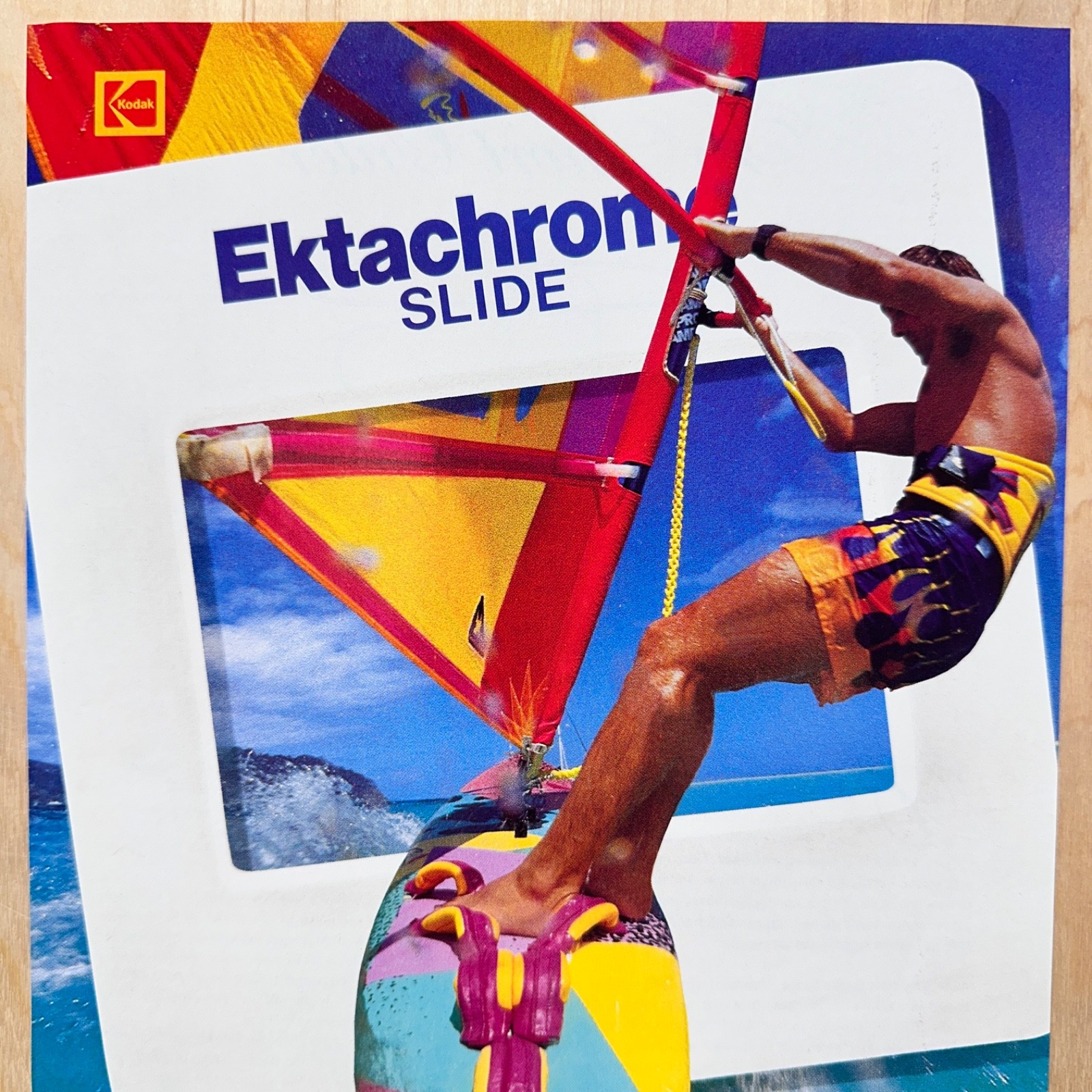 1990 Kodak Ektachrome Film Slide Wind Surfing Vintage Print Ad Photo Advert Art