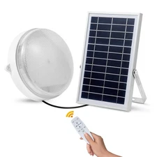 Solar Ceiling Light 1000LM Dimmable Outdoor Shed Barn Yard Porch Remote ON/OFF