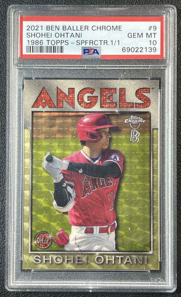 1/1 SHOHEI OHTANI PSA 10 2021 TOPPS CHROME BEN BALLER #9 1986 SUPERFRACTOR 1/1