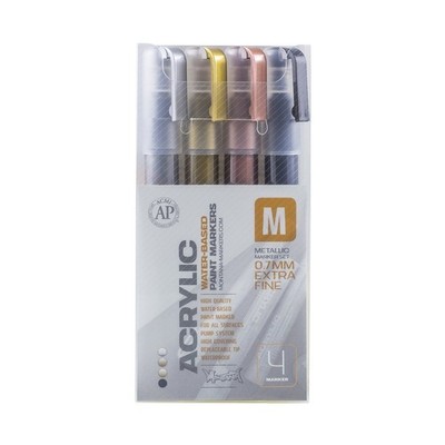 Montana Cans Acrylic Marker Set ExtraFine Metallic 4Colors Art Pens