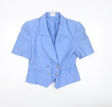 Jacques Vert Women’s Blue Short Sleeve Double Breasted Suit Jacket Size 12