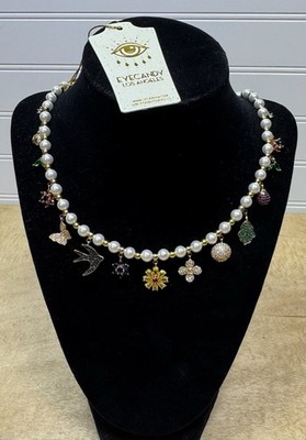 Eye Candy Los Angeles The Luxe Collection Pearl CZ Sophia Charm Necklace NWT