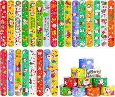 72Pcs Christmas Slap Bracelets Party Favors Toys for Kids Xmas Party Favors Chri