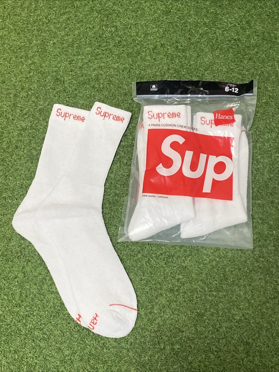 Supreme × Hanes 4PAIRS CHSHION CREWSOCKS Supreme Hanes Crew Socks (4 Pack) - White | eBay
