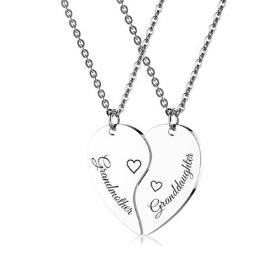 A Pair Grandmother Granddaughter Puzzle Matching Necklaces for Grandma and Teen