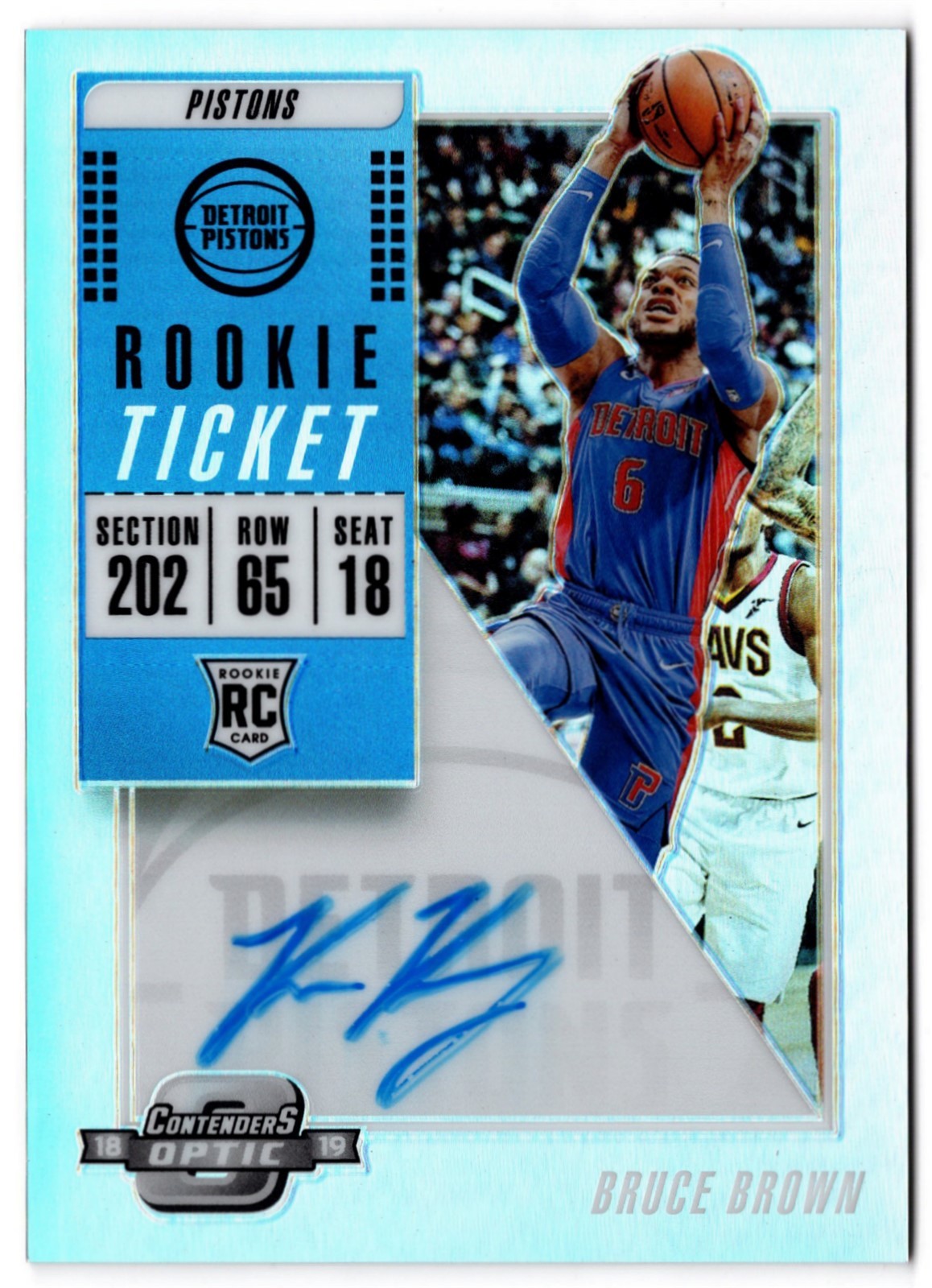 2018-19 Panini Contenders Optic Rookie Ticket Auto Prizm BRUCE BROWN JR. #102 RC