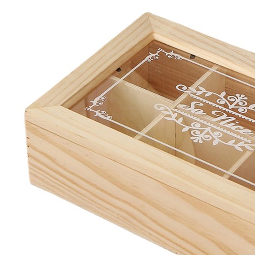 Wooden Tea Box Tea Storage Box Wooden Storage Chest 6 Grids Small Wooden Box - Picture 4 of 5
