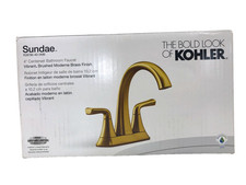 Kohler Sundae 4in.Centerset 2Handle Bathroom Faucet Brushed Brass MISSING DRAIN