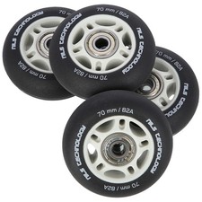 Inliner Ersatzrollen Inlineskates Rollen R&auml;der 70 mm + Lager ABEC-9 Schwarz Matt