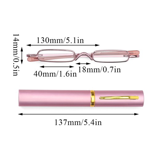 Slim Mini Reading Glasses Pocket Retro Readers with Case 1.0 1.5 2.0 2.5 3.0 4 L - Picture 2 of 12